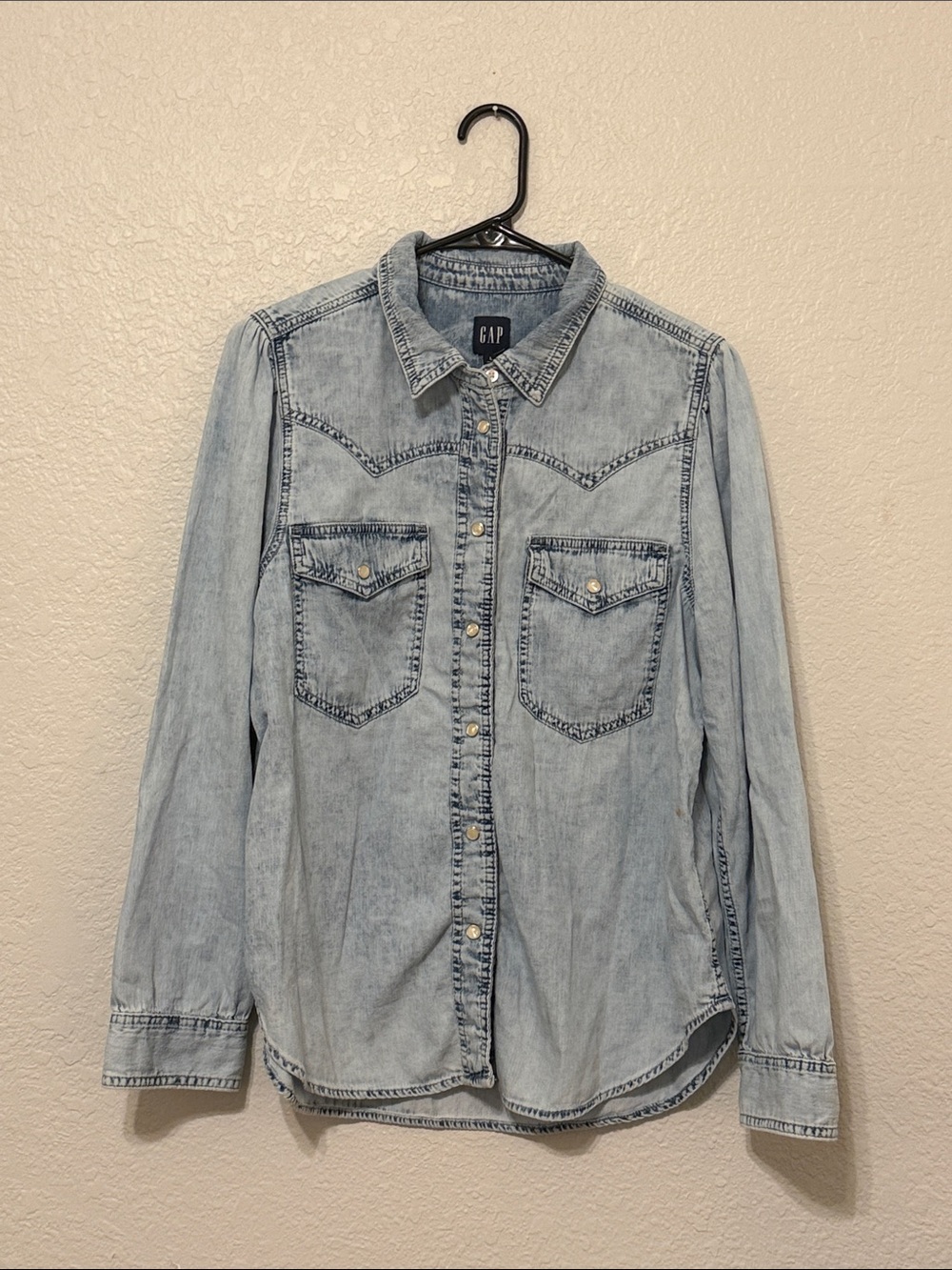 GAP western Light Blue Washed Denim Shirt